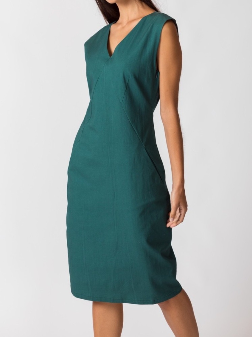 SKFK Zerua Dark Green Sleeveless Sheath Dress Pockets Size 8 NWT Sustainable